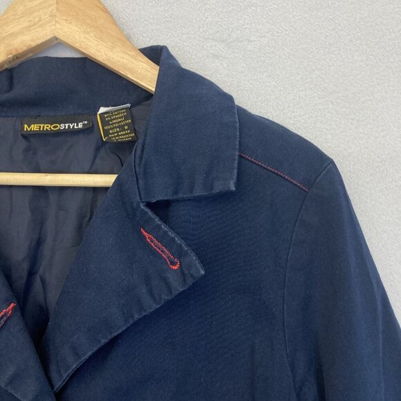 Vintage Nautical Blazer Jacket Womens 8 Casual Metrostyle Anchor Buttons Coastal - Picture 9 of 16